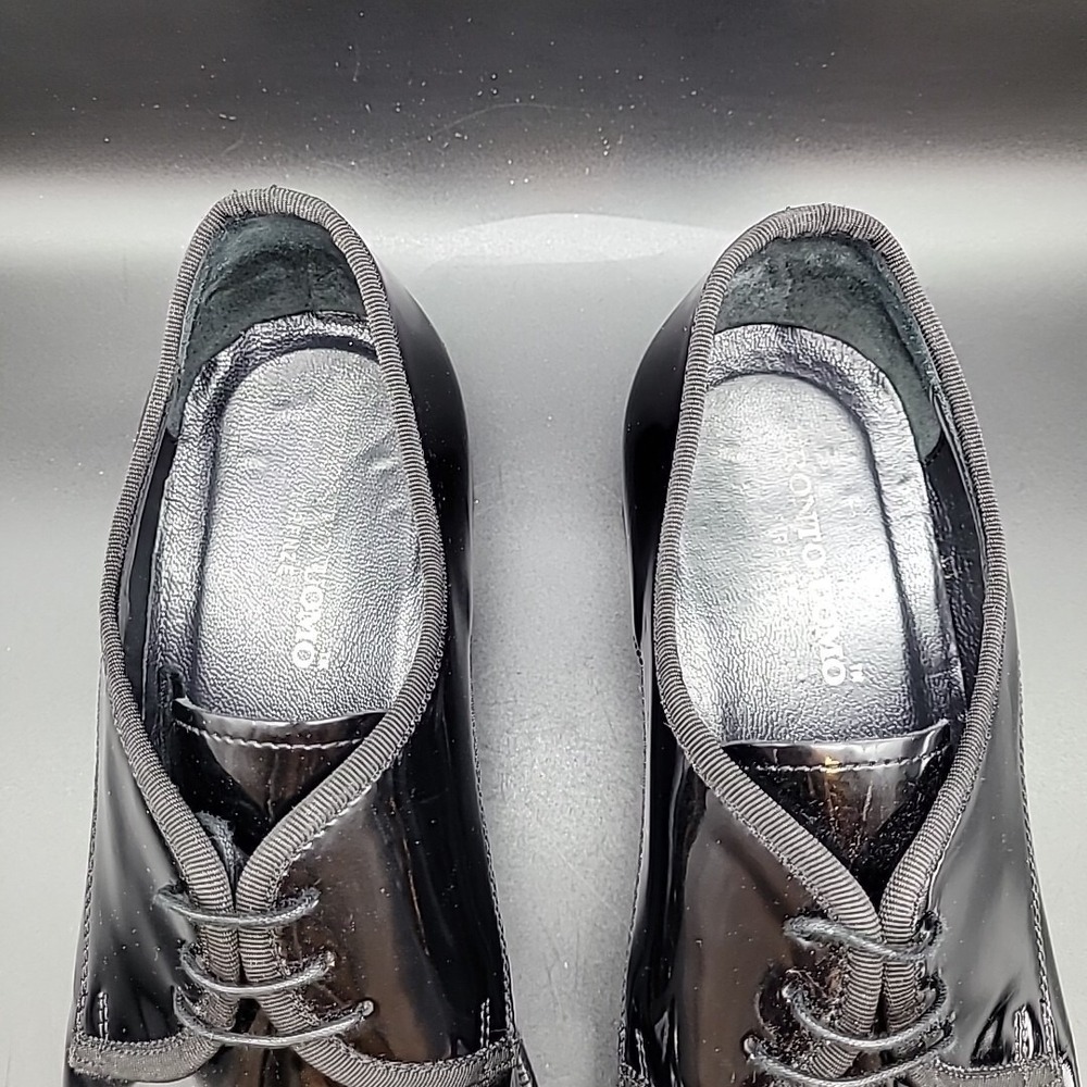 Pronto Uomo Black Patent Mens 9 Dress Shoes All Leather Formal Tuxedo - Picture 3 of 16